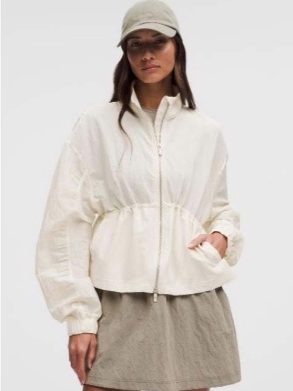 Lululemon Crinkle Nylon Cinchable Jacket Light Ivory XL